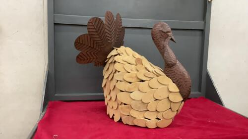 LARGE WOOD & METAL TURKEY
