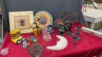 BOX OF DECOR - SUNFLOWER, BEE MOTIFF, MOON, GARGOYLES ETC