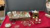 BOX MISC COLLECTIBLE - MCCOY &ldquo;WISHING WELL&rdquo;, SALT & PEPPERS - (INCLUDES A DEPRESSION GLASS SET), MUSICAL TEAPOT, LAPEL PINS, GLASSWARE