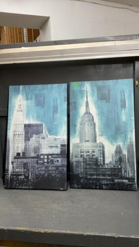 (2) SKYLINE PICTURES ON CANVAS