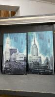 (2) SKYLINE PICTURES ON CANVAS