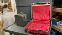 (2) RETRO SUITCASES - RED SAMSONITE & VINTAGE BAR CASE