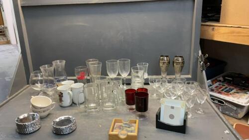 (2) BOXES OF GLASSWARE & COASTERS, - INCLUDING OLYMPIC GLASSES