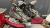 REIDELL FIGURE SKATES, BAUER HOCKEY SKATES, CALGARY FLAMES BUCKET, (3) LEFT HAND HOCKEY REPLACEMENT BLADES - 4