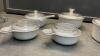 CORNINGWARE CASSEROLE SET & A SMALL ANCHOR HOCKING CASSEROLE - 2