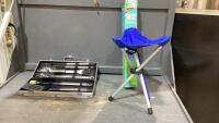 (2)ITEMS - BBQ SET + TRIPOD STOOL