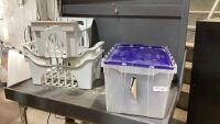 (3) HARD PLASTIC BINS + LIDDED TOTE