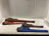 (4) HEAVY DUTY ADJUSTABLE PIPE WRENCH 24", 18", 14"