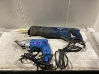 SHOP BOX OF MASTERCRAFT RECIPROCATING SAW & POWERFIST ELECTRIC SHEAR