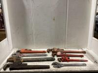 SHOP BOX OF MIXED WRENCHES 12", 14", 15"