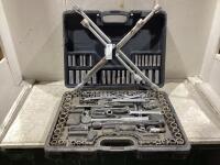 MULTI-TOOL WRENCH, DRILL BIT, SOCKET SET W/ (2) TIRE WRENCHES