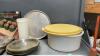 BOX W/ MISC KITCHEN ITEMS - TUPPERWARE CONTAINERS, BAKING PANS, THERMOS - 3
