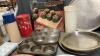 BOX W/ MISC KITCHEN ITEMS - TUPPERWARE CONTAINERS, BAKING PANS, THERMOS - 5