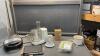 BOX W/ PROCTOR-SILEX FOOD PROCESSOR & MINI FOOD PROCESSOR + PAMPERED CHEF HERB MILL W/ HERB FREEZING TRAYS + SALTON SANDWICH MAKER,