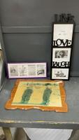 (2) PICTURE FRAMES & A LAD FARMING PICTURE ON WOOD