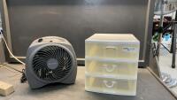 BIONAIRE HEATER & SMALL 3-DRAWER PLASTIC ORGANIZER