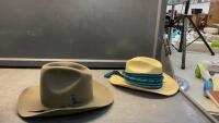 MENS COWBOY BEAVER FUR HAT AND A STRAW HAT