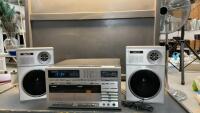 SEARS RECORD PLAYER W/ DUAL CASSETTES + (2) PULSER SPEAKERS