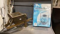 (2)ITEMS - SMALL WHEELBARROW PLANTER + WELCOME PLANTER