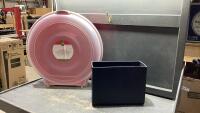 (2)ITEMS - WREATH BOX + LEATHER-LOOK STORAGE BIN