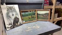 HORSE CLOCK, HORSES GRAZING PICTURE, WOLF + EAGLE PICTURE