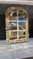 DISTRESSED WINDOW FRAME W/MIRRORS