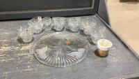 CRYSTAL TRAY, PUNCH GLASSES