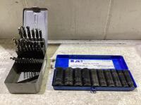 SHOP BOX W/ DRILL BIT SET & JET 1/2" DRIVE SOCKET SET 10PCS - SAE