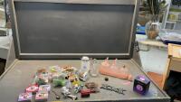 MCDONALDS TOYS, PINK VANITY SET, NIGHT LIGHT, SMALL BLUE CORNFLOWER PITCHER