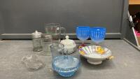 VINTAGE COLLECTIBLES - GOBLETS, DISHWARE, BLUE GLASS,