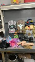 HALLOWEEN DECOR - YARD STAKES, RATS, EYEBALL HAT, WIGS, FAKE HANDS