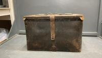 OLD LEATHER BOUND WOODEN TRUNK
