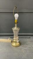GLASS & BRASS TABLE LAMP - NO SHADE