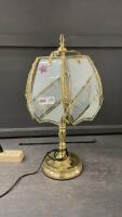 BRASS TOUCH LAMP W/ GLASS SHADES