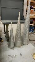 (3) SILVER GLITTER CONES