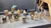 BOX W/ASSORTED BEER STEINS, GLASSES