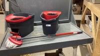 (2)VILEDA SPIN MOP BUCKETS AND A MOP