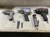 SHOP BOX OF PNEUMATIC TOOLS W/ 3/8" CHICAGO IMPACT WRENCH, DIE GRINDER, (2) 1/2" JET & WESTWARD IMPACT WRENCH