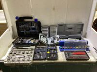 SHOP BOX OF MULTIPLE SETS - SOCKETS & DRILL BITS