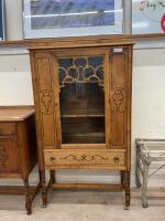 ANTIQUE CHINA CABINET ON CASTORS