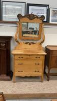 ANTIQUE 3-DRAWER DRESSER W/ MIRROR