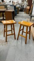 (2) WOOD STOOLS - COUNTER HEIGHT