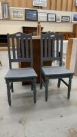(2) SLATE BLUE PAINTED KITCHEN CHAIRS