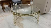 ROUND BRASS & GLASS COFFEE TABLE