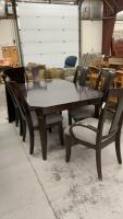 BLACK TABLE W/ (6) CHAIRS & (1) LEAF