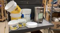 STAINLESS STEEL 20L GARBAGE CAN + 5 ASSORTED SIZE BUCKETS