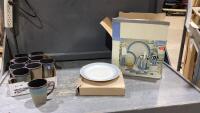 (2)BOXES - GIBSON 4 PLACE SETTING DISH SET + (9) MUGS