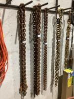 (2) PAIRS OF RUSTED CHAINS & ONE W/ HOOKS 220"