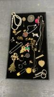 COSTUME JEWELRY & ONE RING THAT IS STAMPED 926 AND A HEART LOCKET STAMPED 10K