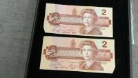 (2) CANADA 1986 $2 BILLS